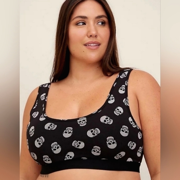 Torrid 4X Polka Dot Skull Scoop Bralette - Picture 2 of 5